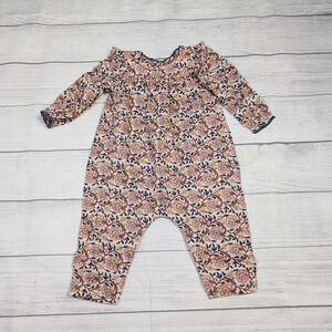 12-18m Pink Chicken Metallic Floral Ruffle Romper